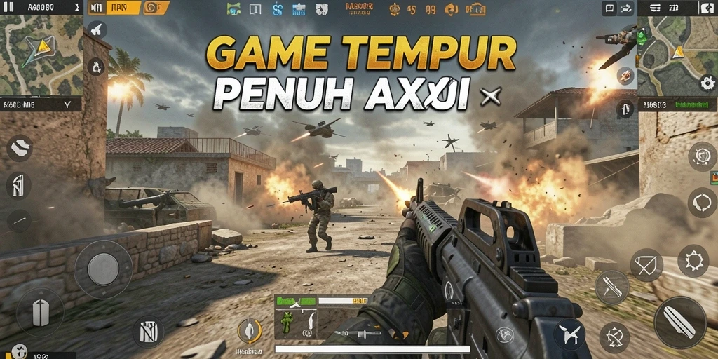Tangkapan layar AA62 menampilkan aksi tembak-menembak yang intens dalam pertempuran FPS.