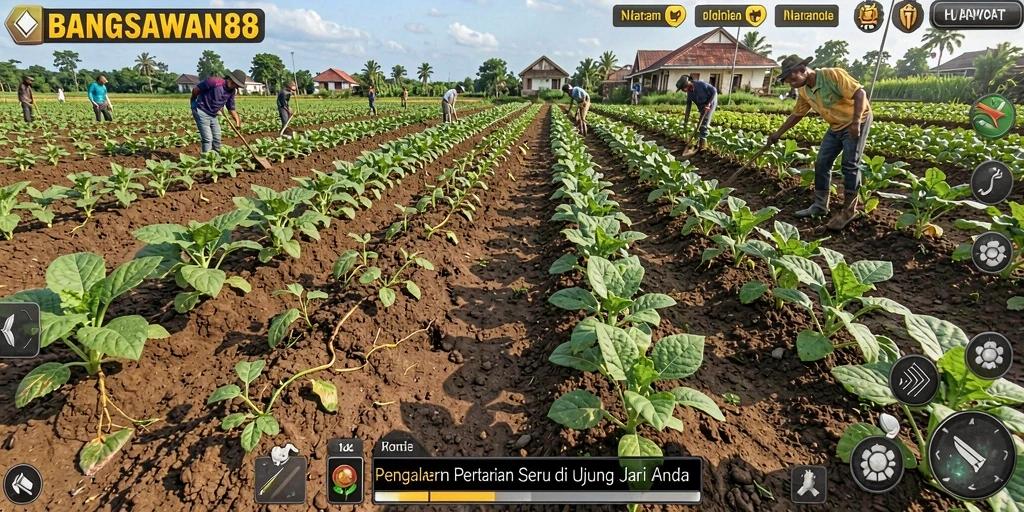 Screenshot gameplay menampilkan aktivitas bertani yang seru.