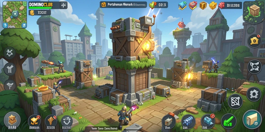 Tampilan gameplay menarik di <strong>DOMINOCLUB</strong> dengan berbagai tower dan musuh.