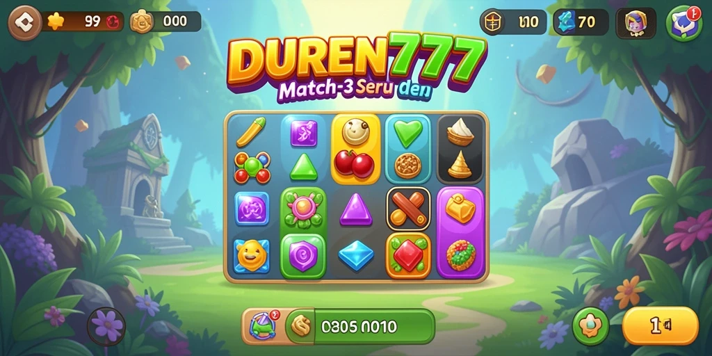 Tampilan gameplay menarik dari DUREN777 saat mencocokkan durian.