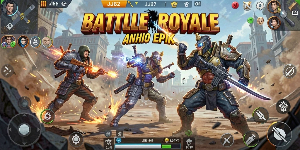 Screenshot utama JJ62 menampilkan gameplay seru battle royale.