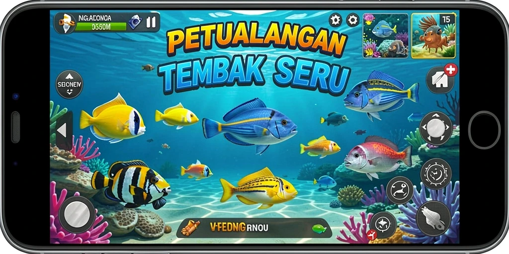 Tangkapan layar gameplay Tembak Ikan yang seru dan penuh warna.